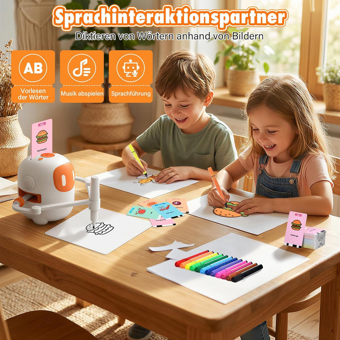 Roboter Kinder, Zeichenroboter für Kinder mit Sprachfunktion - 100 Karten und Stiften für Kinder Ab