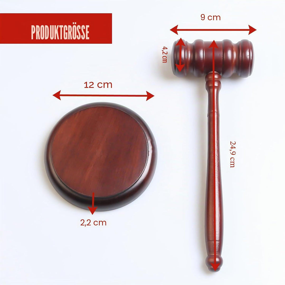 Richterhammer und Resonanzblock aus Holz: Richterhammer Holz Richter Hammer Set für Richter Anwälte
