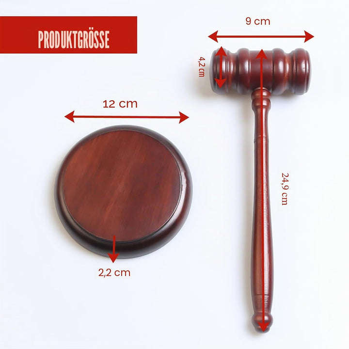 Richterhammer und Resonanzblock aus Holz: Richterhammer Holz Richter Hammer Set für Richter Anwälte