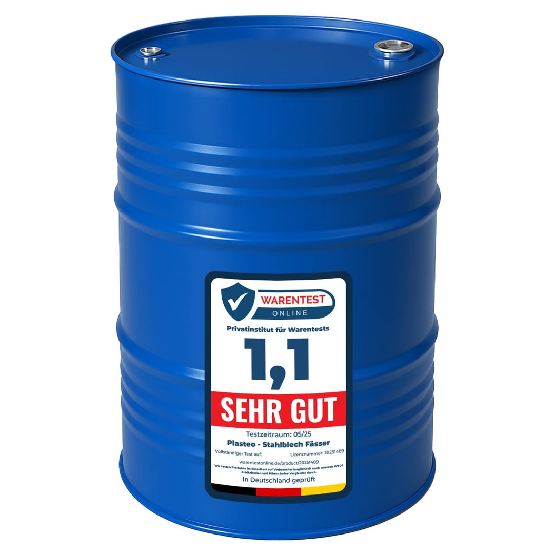 Maier Stahlfass Blechfass Spundfass Ölfass Deckelfass Metallfass, 216 Liter (blau)