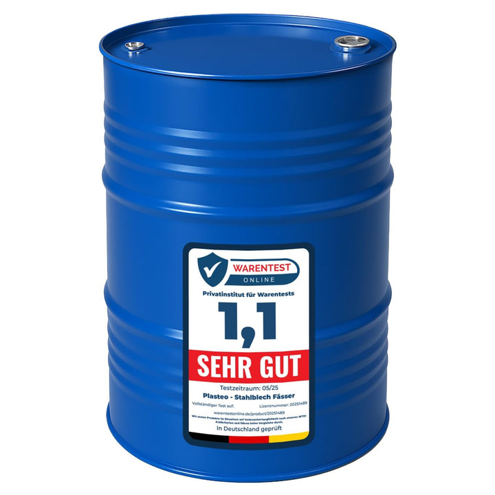 Maier Stahlfass Blechfass Spundfass Ölfass Deckelfass Metallfass, 216 Liter (blau)