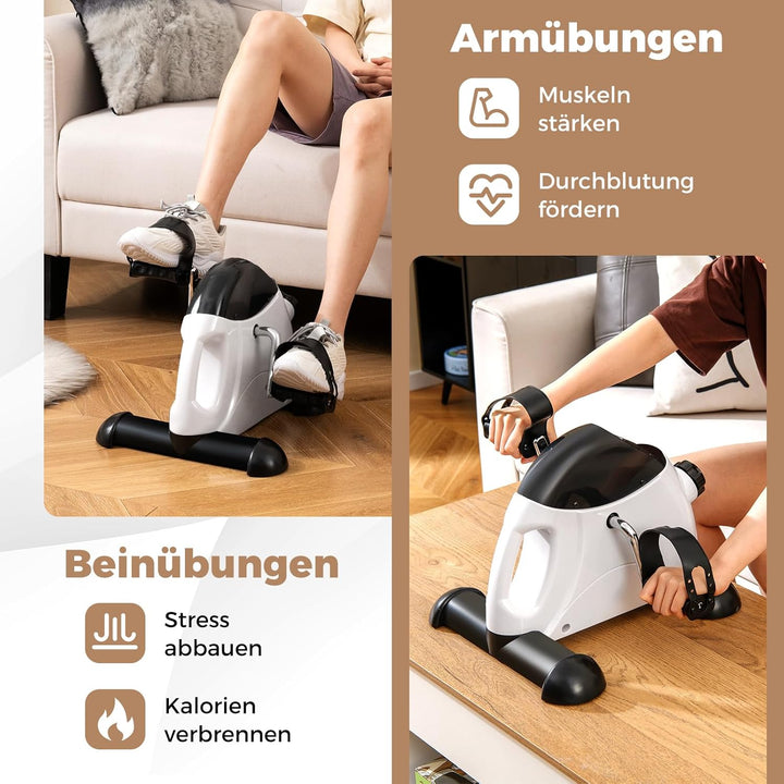 COSTWAY Pedaltrainer für Senioren, Arm und Beintrainer unter dem Schreibtisch, Heimtrainer mit verst