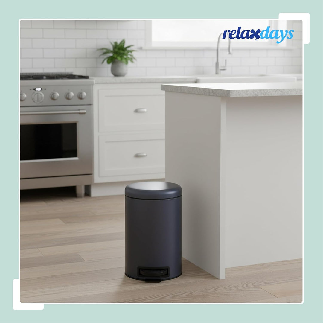 Relaxdays Mülleimer, 12 Liter, entnehmbarer Kunststoff-Inneneimer, mit Fusspedal, Bad, Küche, Tretmü