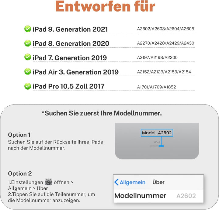 OYEEICE Hülle mit Tastatur für iPad 9/8/ 7 Generation 10,2 Zoll, Vergrösserte Anti-Falloff Tastenkap
