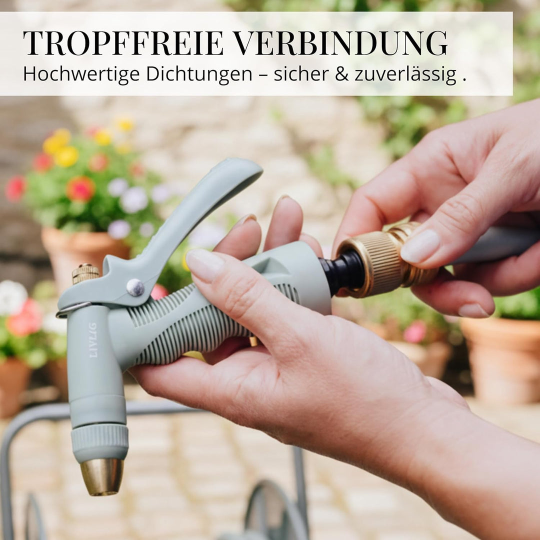 LIVLIG Messing Schlauchanschluss 1/2 Zoll im Set, Premium Gartenschlauch Verbinder für 1/2" Gartensc