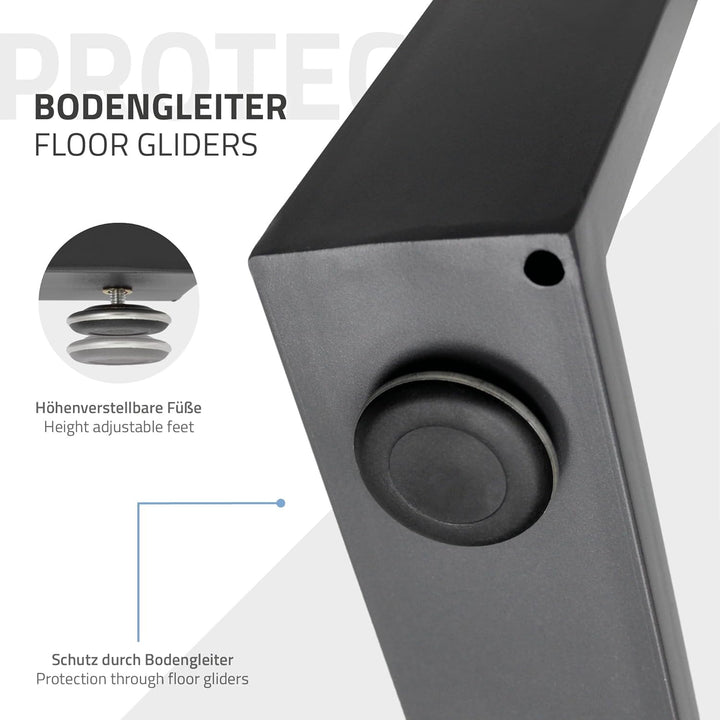 ECD Germany 2x Tischbeine aus Vierkantprofilen, 90 x 72 cm, Dunkelgrau, pulverbeschichtete Stahl, In