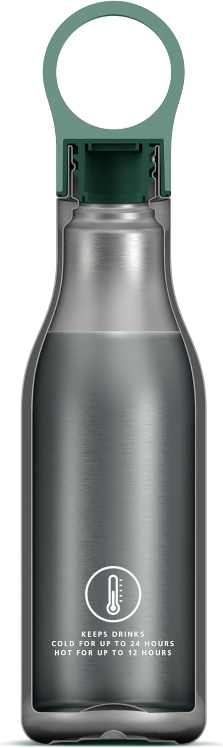Joseph Joseph Loop™ Vakuumisolierte Trinkflasche 500 ml - Grün Green, Green