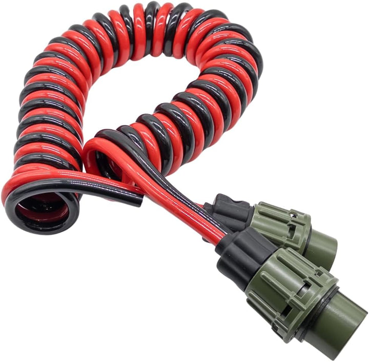 2 polig NATO Elektrowendel, 2 x 35 mm², 4 Meter NATO Wendel, 12V/24V NATO Spiralkabel, 2 x NATO Stec