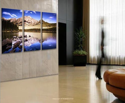 islandburner Bild Bilder auf Leinwand Bergsee V2 Feng Shui XXL Poster Leinwandbild Wandbild Dekoarti