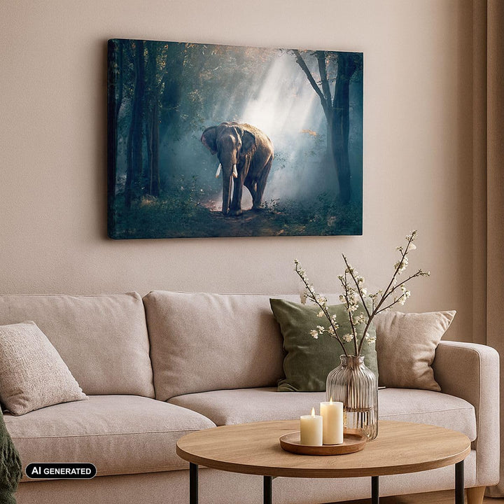 Bilder auf Leinwand elefant natur Leinwandbild mit Rahmen 70x50cm Wandbilder Dekoration Wohnzimmer S