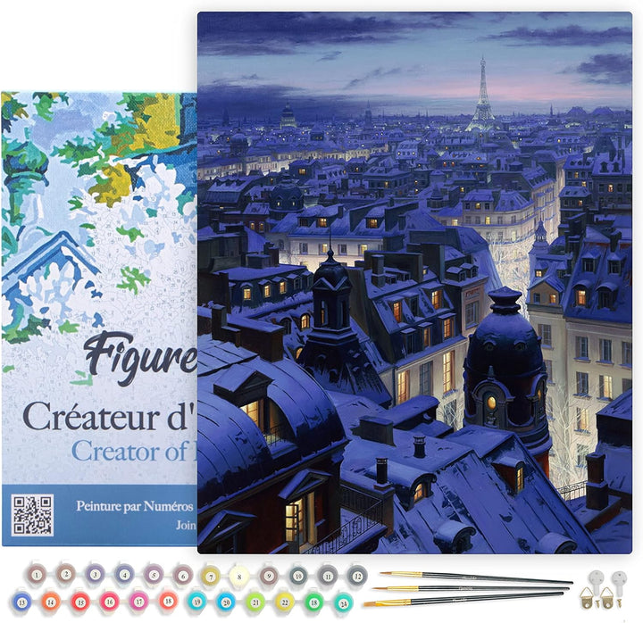 Figured'Art Malen Nach Zahlen Erwachsene Mit Rahmen Dächer in Paris - Paint by Numbers Basteln DIY B