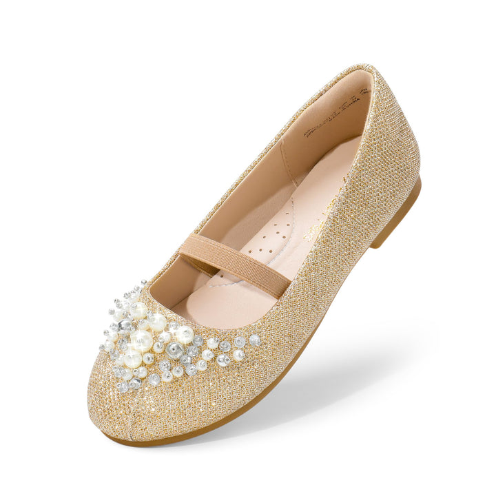 DREAM PAIRS Mädchen Mary Jane Ballerinas Prinzessinnenschuhe für Kinderpartys 24 EU Gold Glitzer, 24
