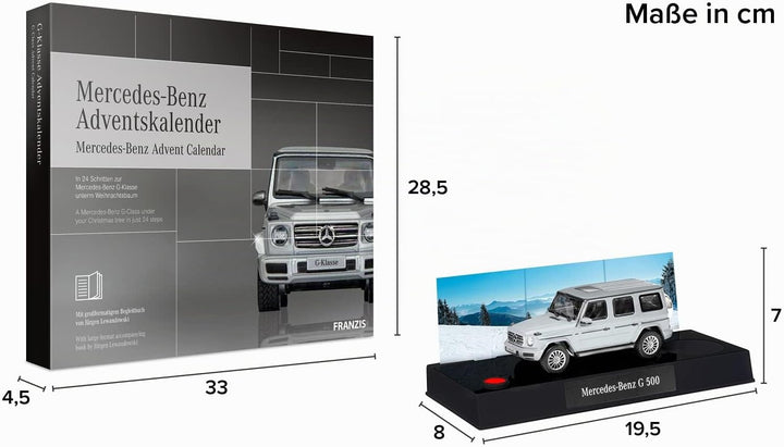 FRANZIS 67052 - Mercedes Benz G-Klasse Adventskalender 2019, Modellbausatz im Massstab 1:43, inkl. S