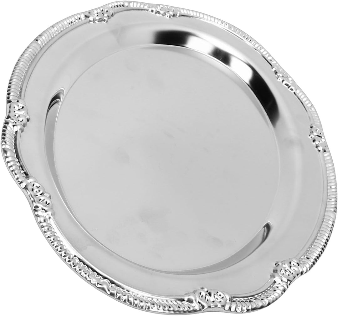 Zerodis Desserttablett, Vintage-Servierplatte aus Metall Im Hofstil mit Gravur, Dekorative Servierpl