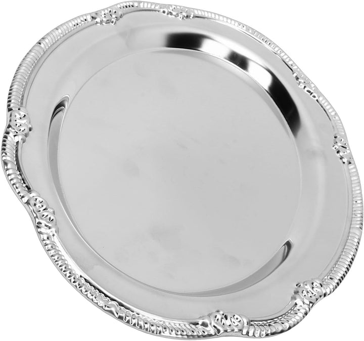 Zerodis Desserttablett, Vintage-Servierplatte aus Metall Im Hofstil mit Gravur, Dekorative Servierpl