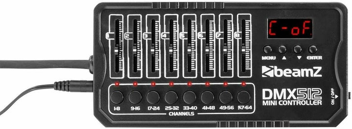 BeamZ DMX-512MINI - DMX Controller, Akku Lichtmischpult, 64 Kanäle, 8 Stunden Akkulaufzeit, mobiler