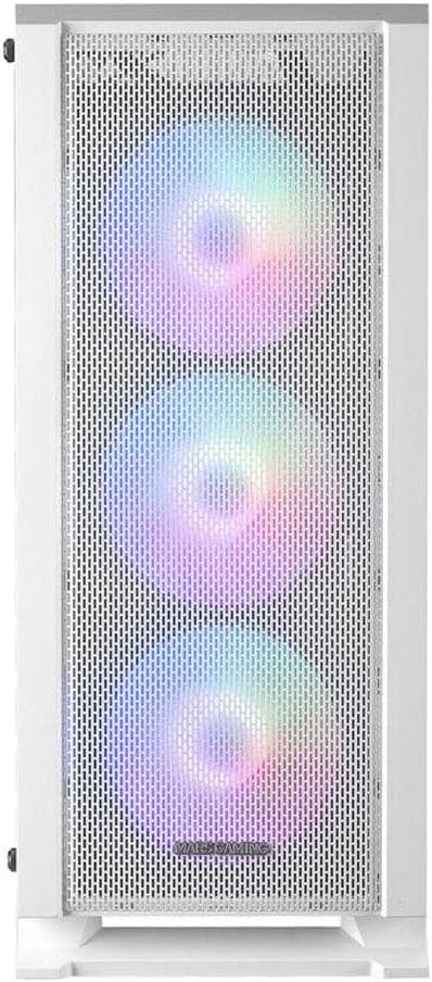 Mars Gaming MC-C Weiss, ATX PC Gehäuse, Metall-Mesh Frontplatte, Gehärtetes Glas, 3 Frontlüfter FRGB