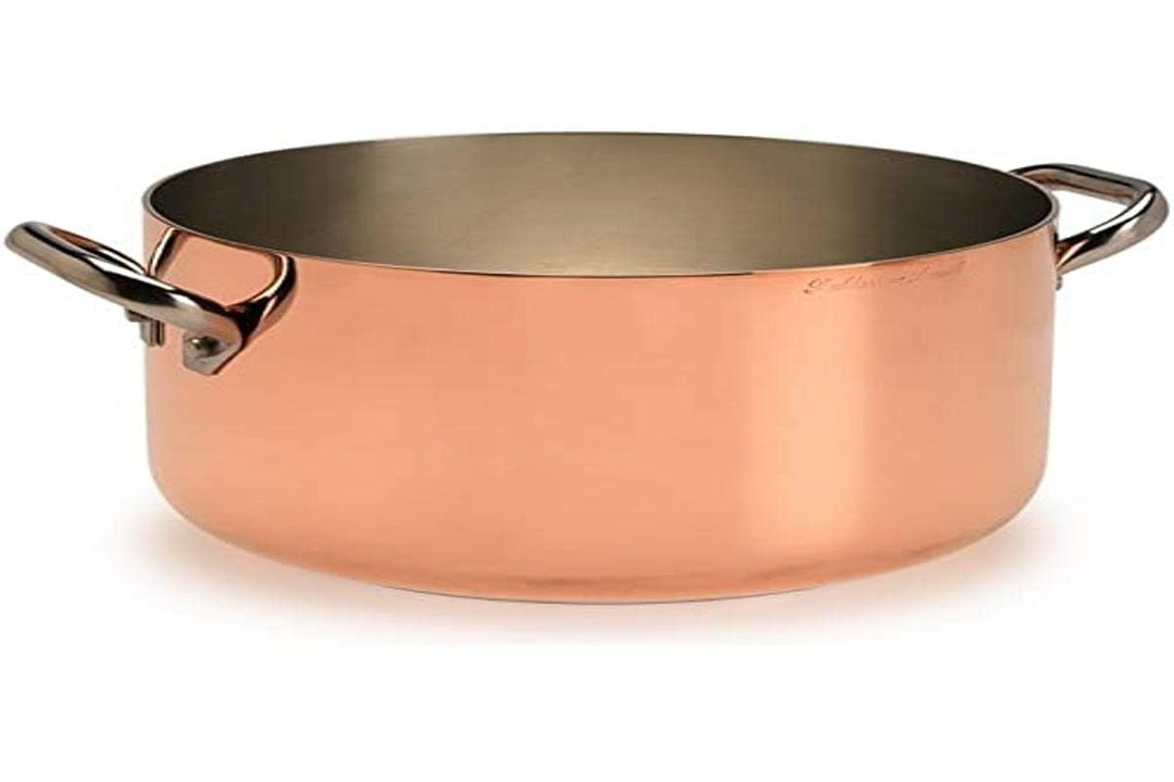 Pentole Agnelli ALCU104PI24 Hochkupfer-Topf mit 2 Edelstahlgriffen, verzinntes Kupfer zur Induktion,