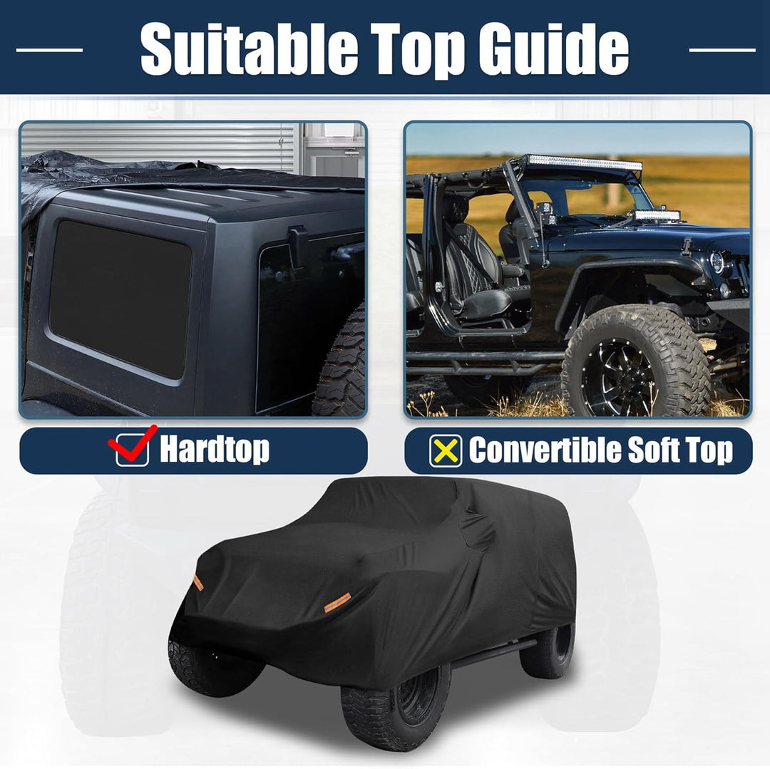 X AUTOHAUX SUV Auto Abdeckung für Jeep Wrangler JK JL 4 Türer 2007-2021 Wasserdicht Schwarz, Schwarz