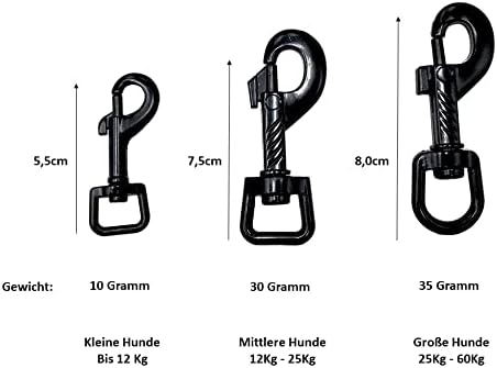 Biothane Hundeleine schwarzer Haken verstellbar für kleine Hunde/grosse Hunde 2m / 2,40m / 2,80m / 3