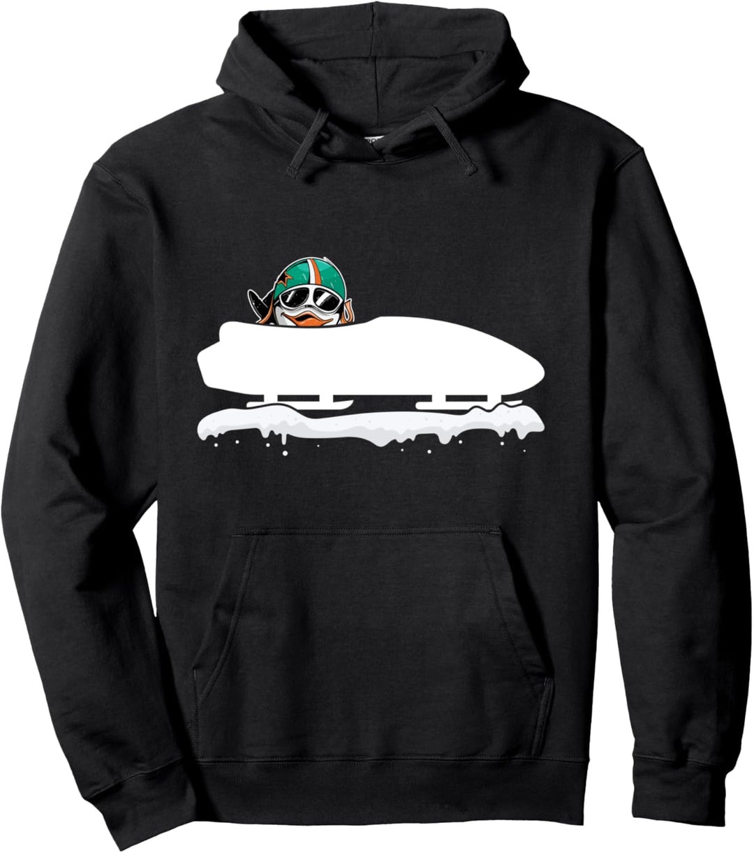 Niedlicher Bobsled Pinguin Bobschlitten Fahrer, lustiger Wintersport Pullover Hoodie