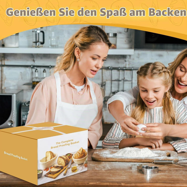 Gärkorb Brot,Sauerteig Starter Set,Brotbackzubehör Kit,Brot Backen Zubehör für Anfänger,Gärkörbchen