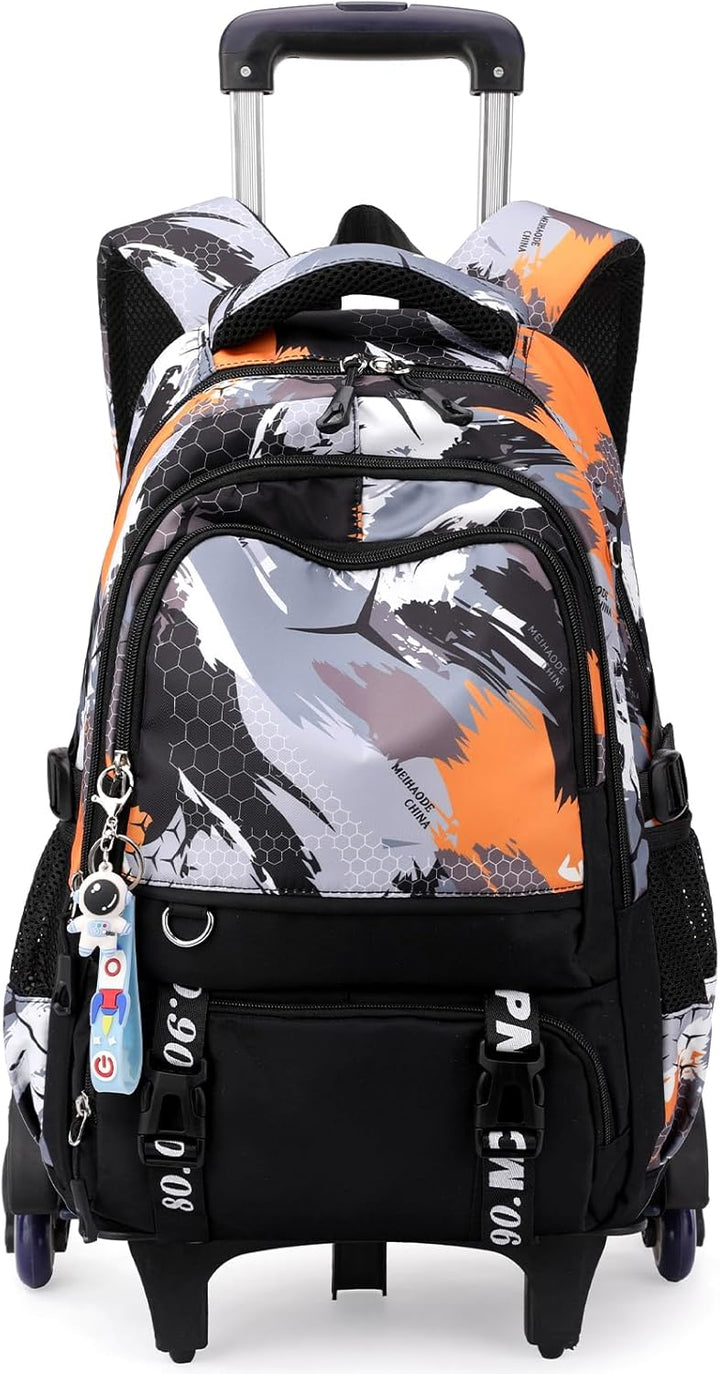 Amythe Schulrucksack Trolley für Jungen, Schulranzen mit Rollen für Kinder Teenager, Modischer Schul