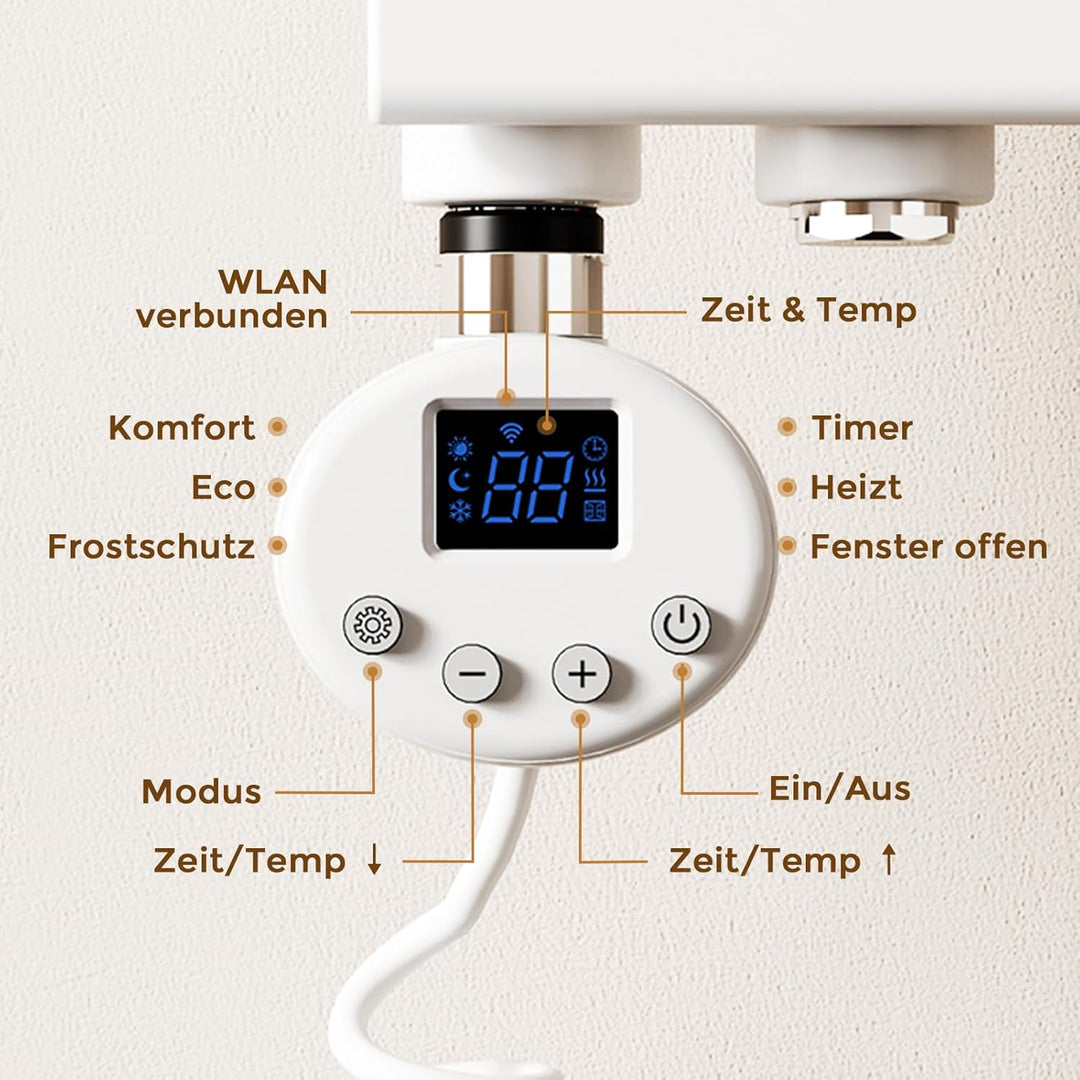 S'AFIELINA Heizstab mit Thermostat für Badheizkörper Handtuchtrockner 900 Watt Heizelemente Europäis