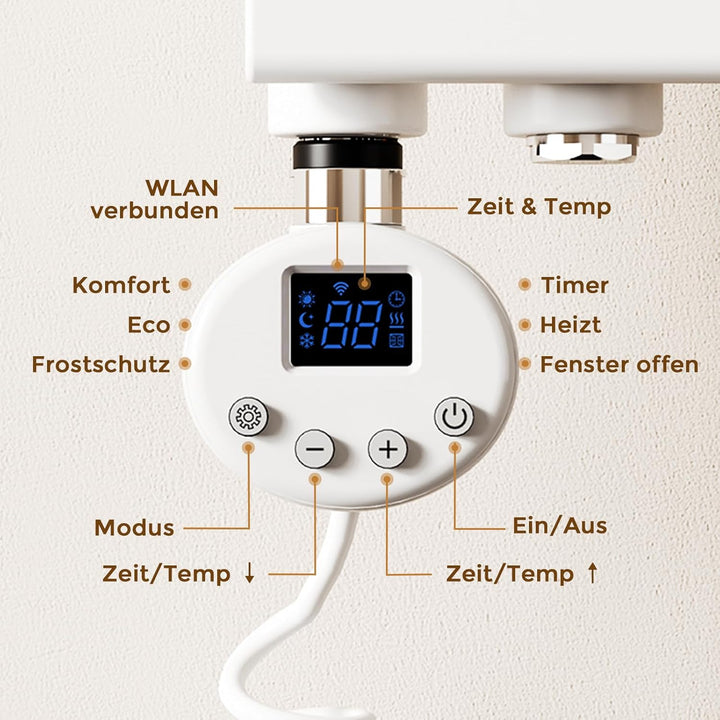 S'AFIELINA Heizstab mit Thermostat für Badheizkörper Handtuchtrockner 900 Watt Heizelemente Europäis