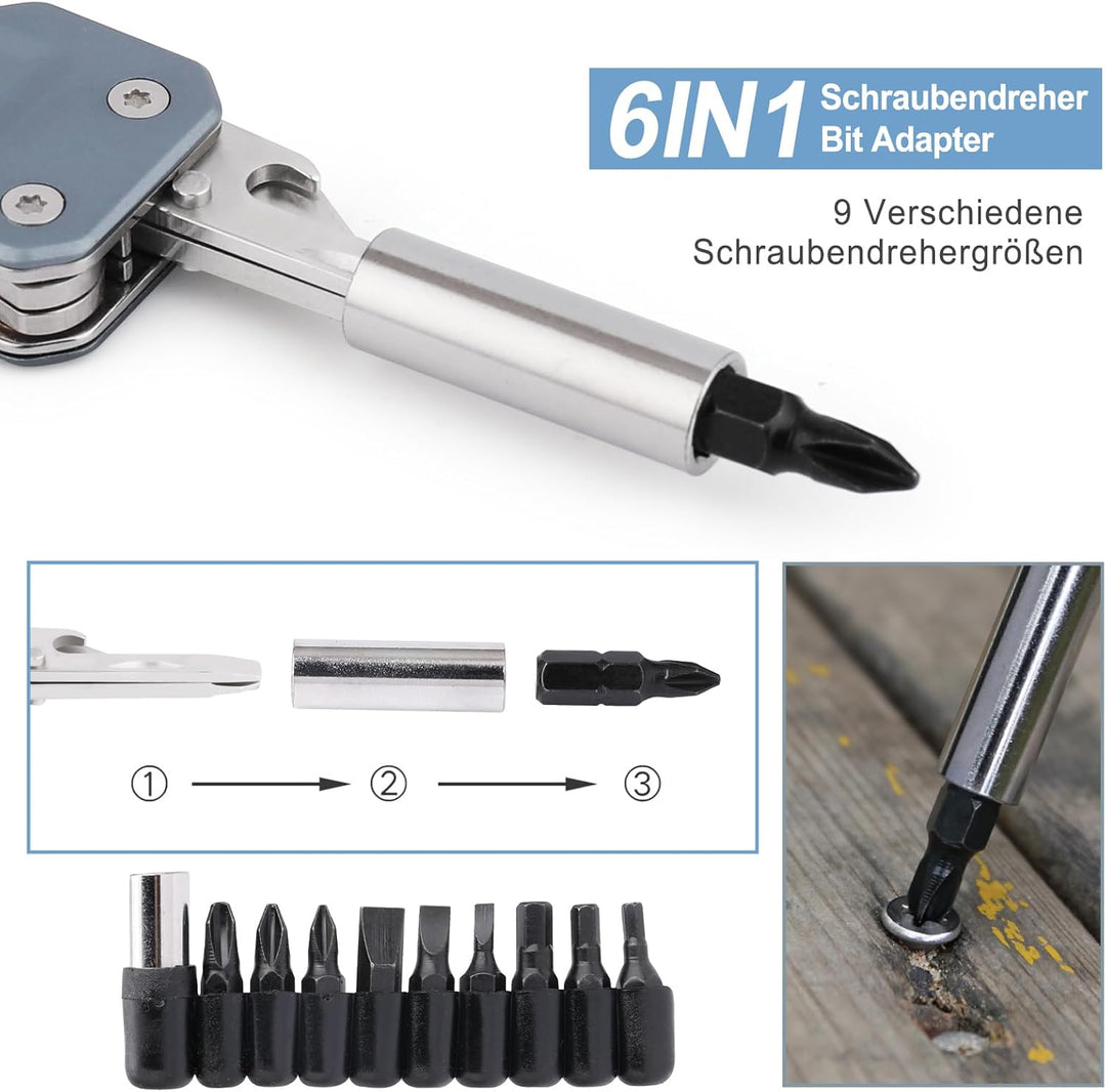 NexTool W1 MultiTool, 6 IN 1 Rollgabelschlüssel Multitool Werkzeug Multi Tool Faltbare Zange mit Nyl