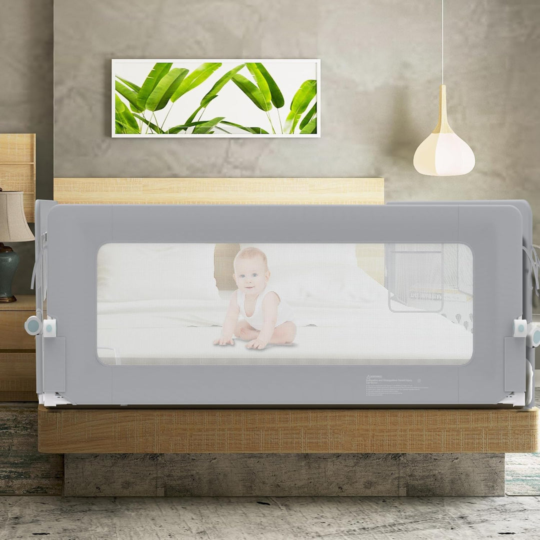 UISEBRT Bettgitter 180cm Bettschutzgitter Klappbar für Kleinkinder, Rausfallschutz Höhenverstellbar