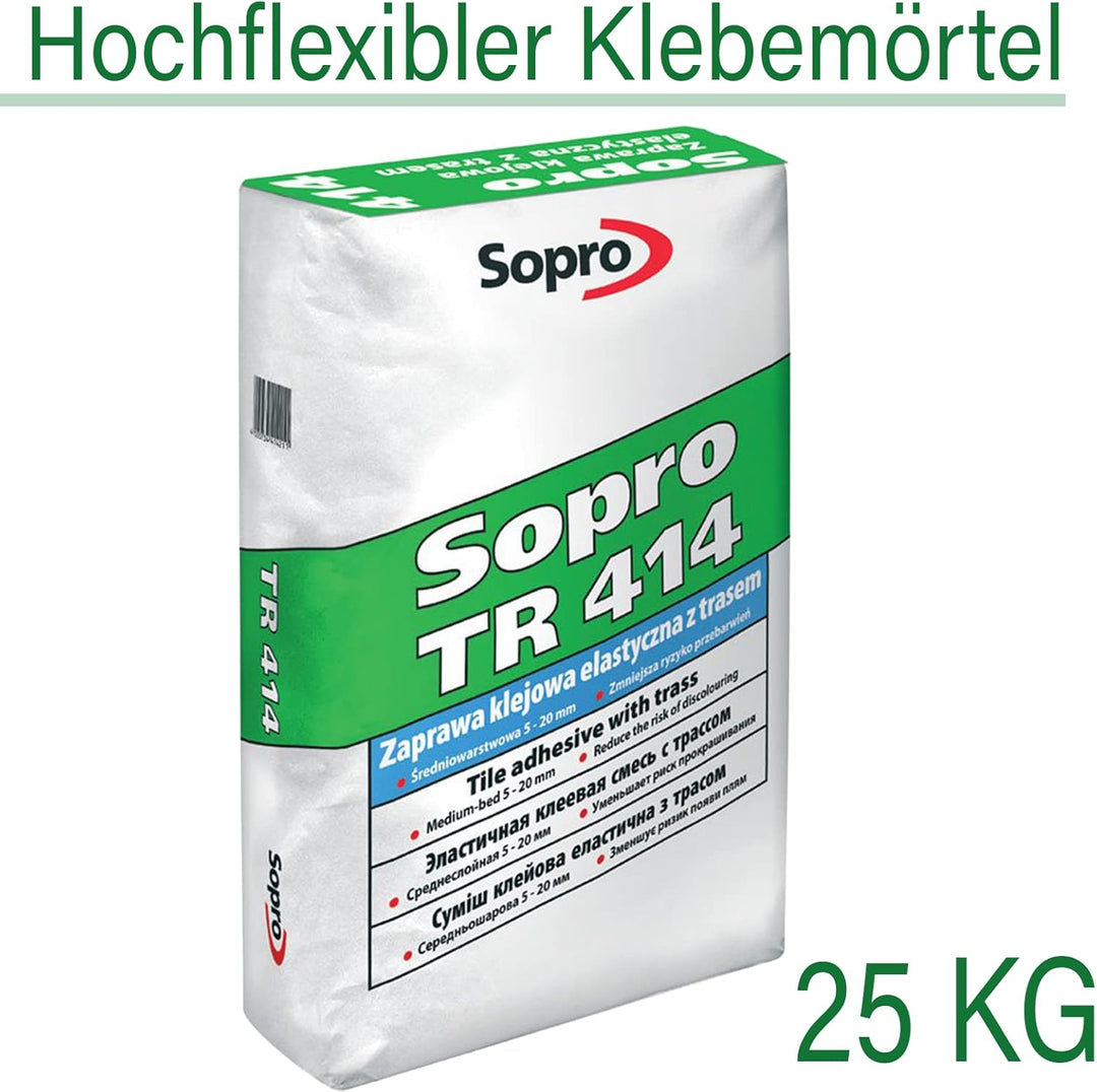 Sopro mb 414 MittelBettmörtel Trass flexibel I Zementärer I Innen und aussen I Wand und Boden I gros
