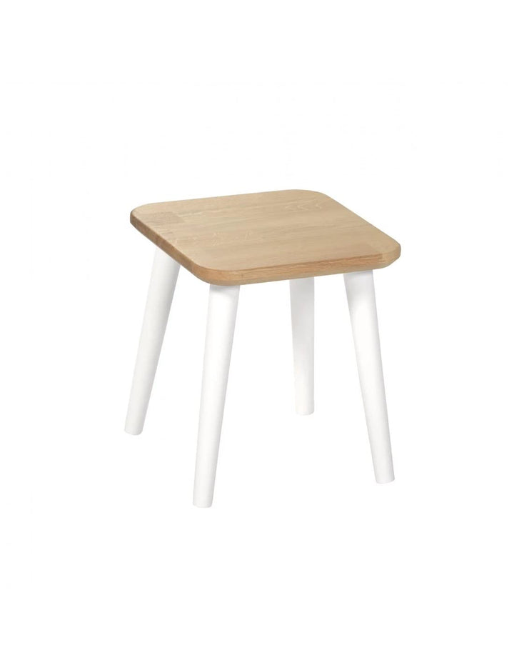 Massiver moderner Hocker aus Eichenholz in quadratischer Form hergestellt in EU (Buchenholz weisse B