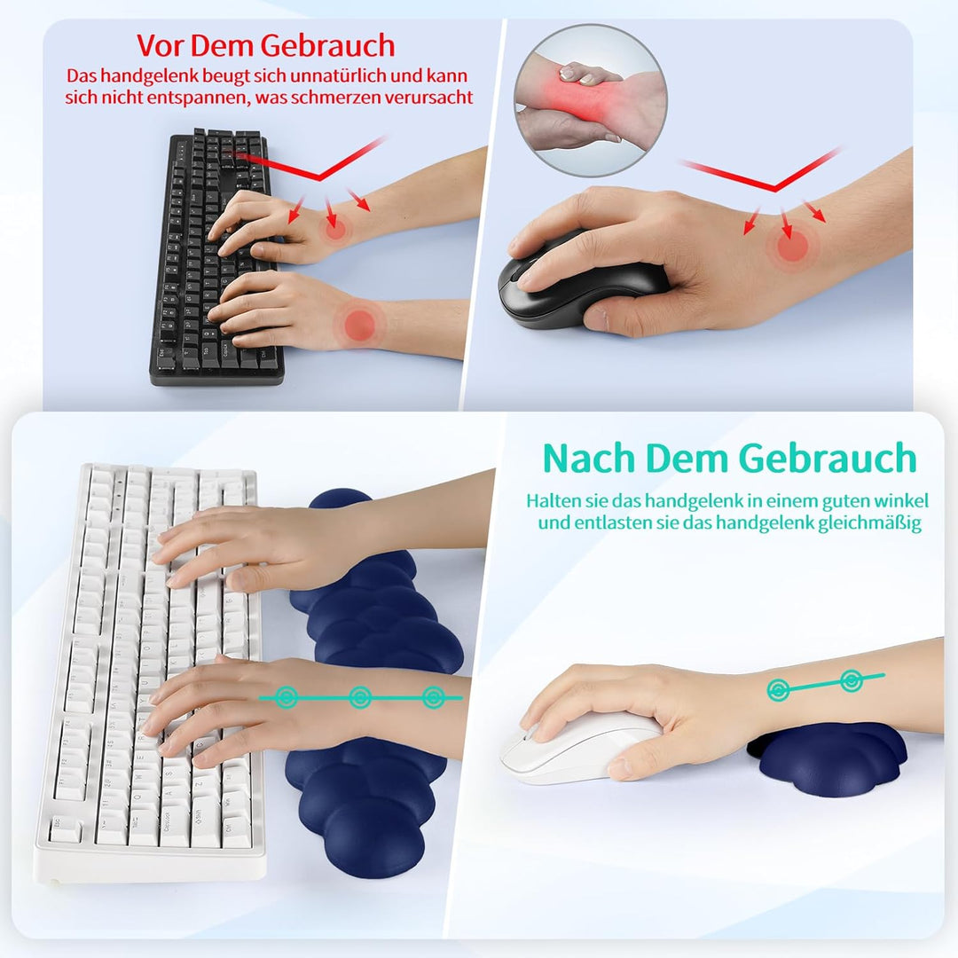 Sushret Handballenauflage Tastatur Wolke, Ergonomische Handauflage Mit PU Leder Memory Schaum, Cloud