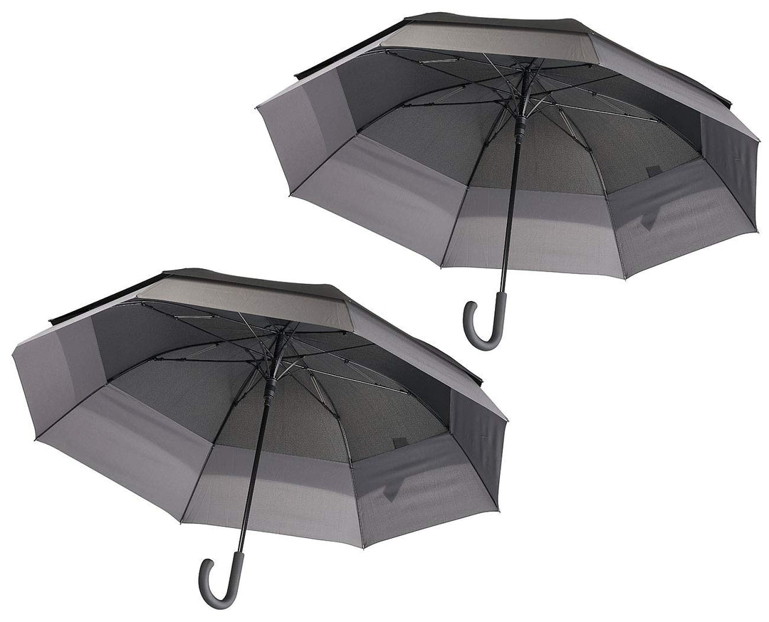 Carlo Milano Regenschirm windfest: 2er-Set Grosser XXL-Automatik-Stockschirm, windfest, Ø 130 cm (Re