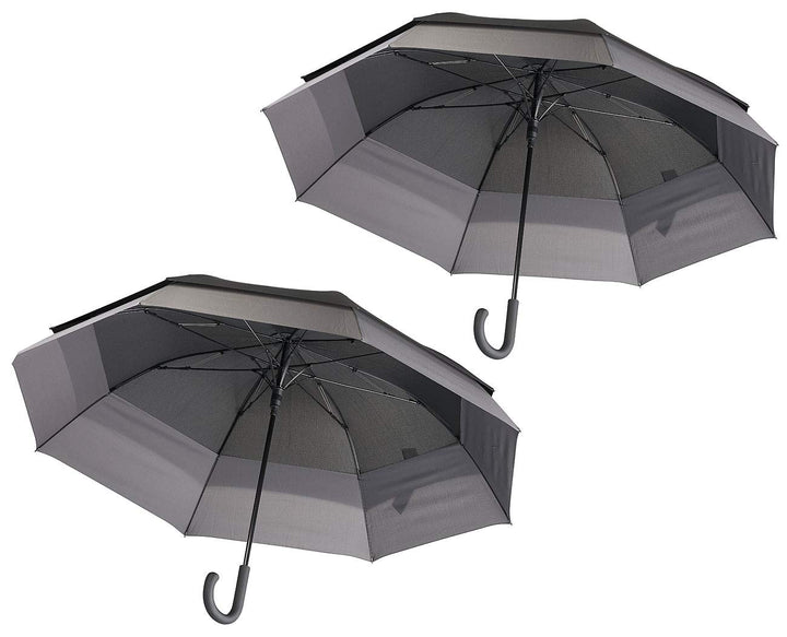 Carlo Milano Regenschirm windfest: 2er-Set Grosser XXL-Automatik-Stockschirm, windfest, Ø 130 cm (Re