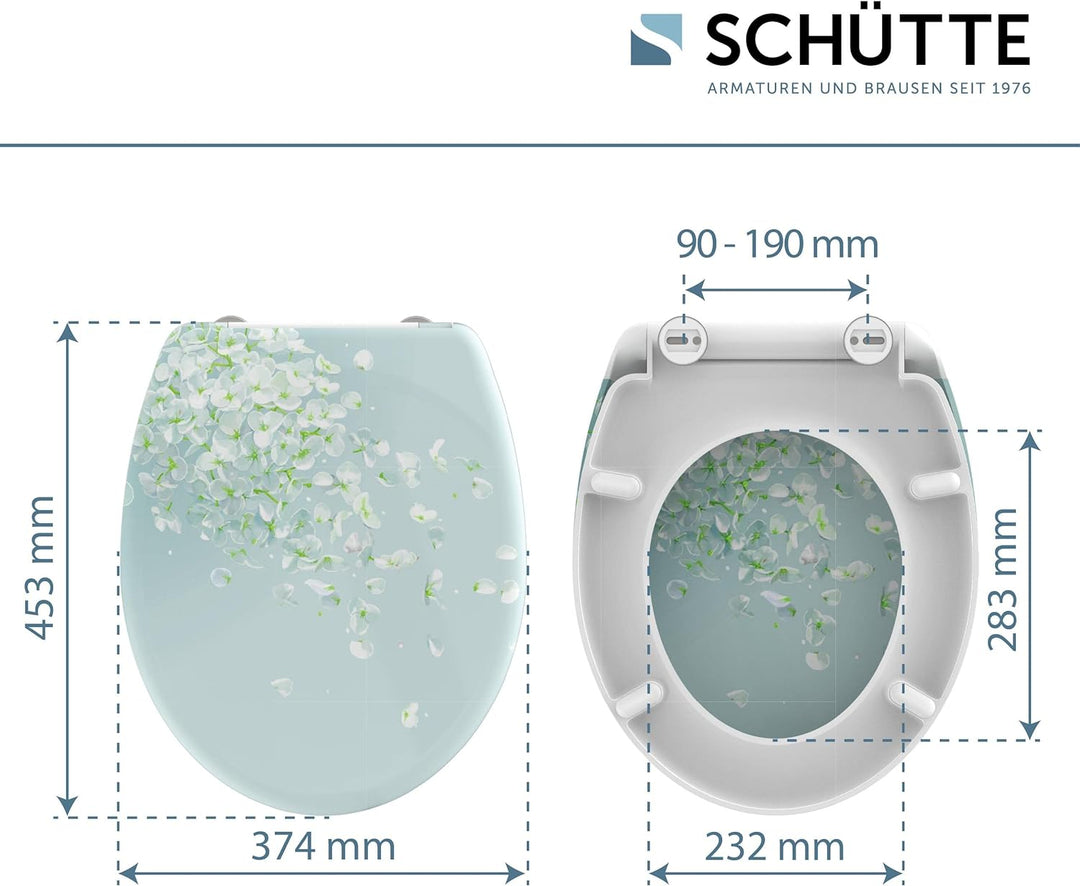 Schütte WC-Sitz WIND FLOWER mit Absenkautomatik, Toilettendeckel mit Motiv und Schnellverschluss für