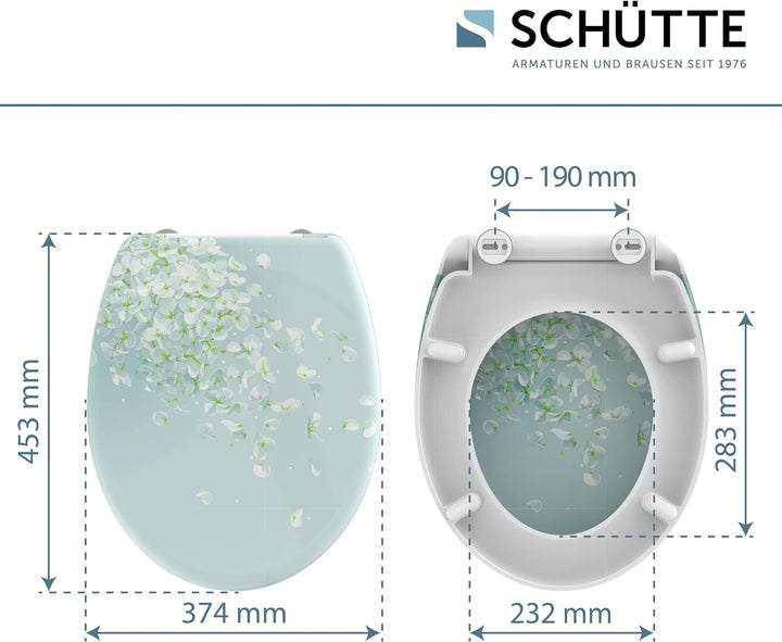 Schütte WC-Sitz WIND FLOWER mit Absenkautomatik, Toilettendeckel mit Motiv und Schnellverschluss für
