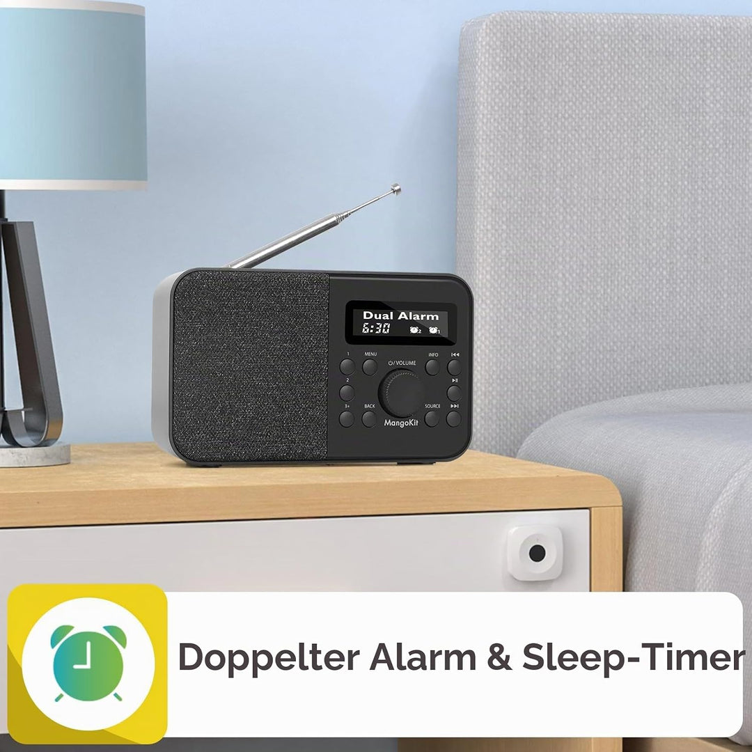 MangoKit PR2S Tragbares DAB+ Digitalradio,Küchen-FM-Radio,Bluetooth-Lautsprecher,Persönliches DAB-Ra