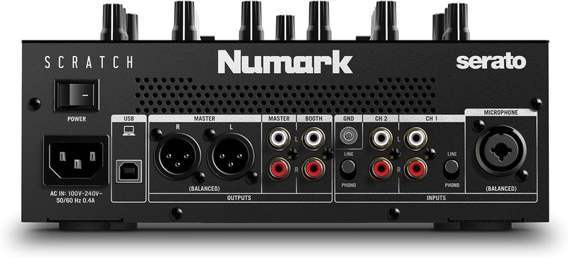 Numark Scratch - Zweikanal DJ Scratch Mixer mit Serato DJ Pro, Innofader Crossfader, DVS-Lizenz, 6 D