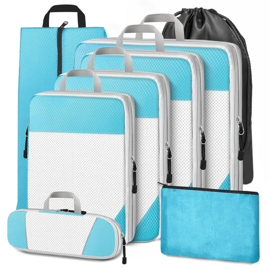 Cinnani Koffer Organizer Set, 8-Teilig Compression Packing Cubes, Packtaschen mit Kompression Packwü
