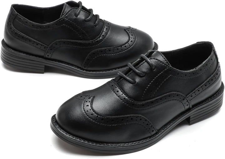 PPXID Kinder Jungen Schnürhalbschuhe Hochzeit Schule Oxfords Uniform Anzugschuhe 28 EU Schwarz, 28 E