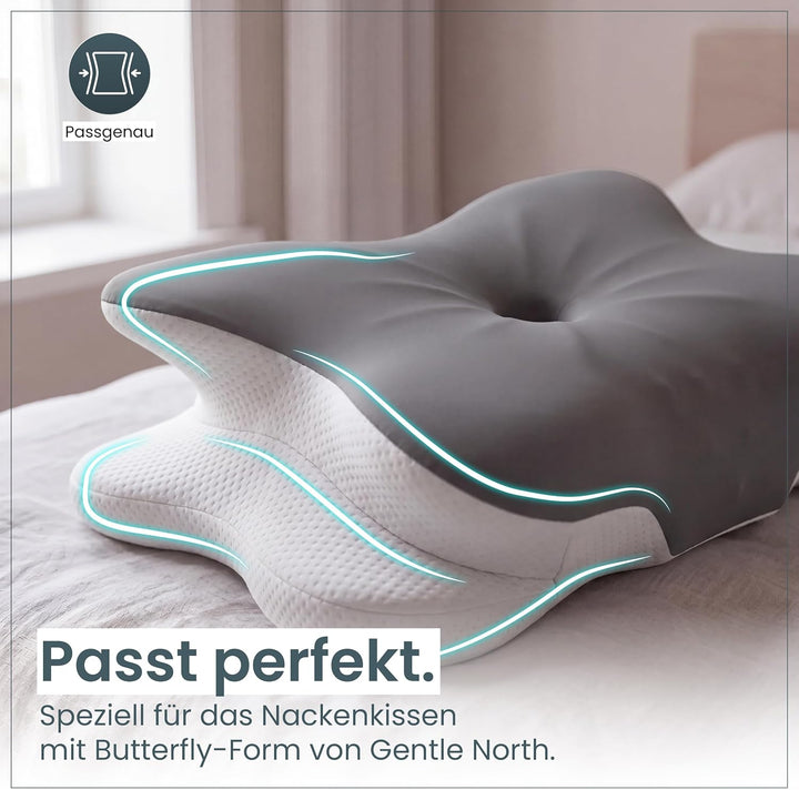 Gentle North Bezug für Nackenstützkissen - waschbarer Bezug bei 40°C Ersatzbezug Grau, Ersatzbezug G