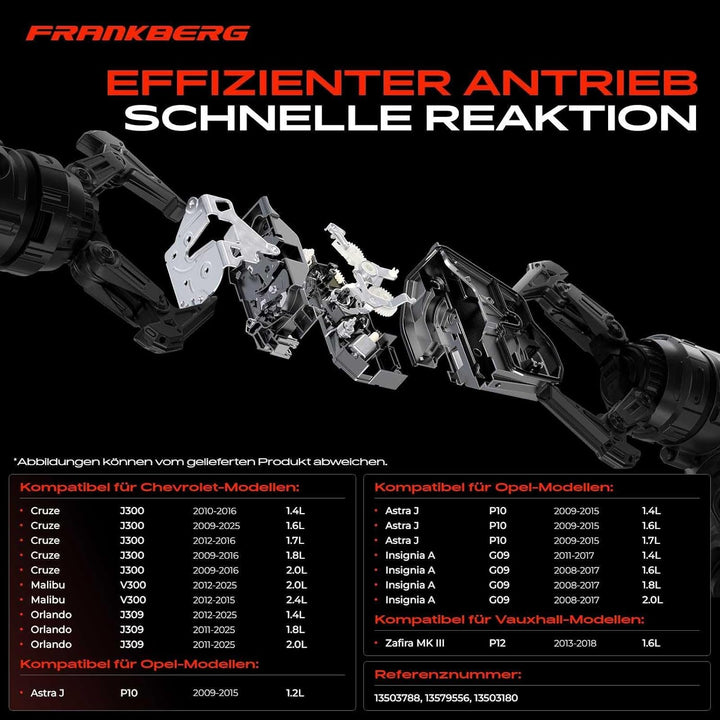 Frankberg Türschloss Stellmotor Hinten Rechts 6-Polig Kompatibel mit Cruze J300 Stufenheck 2009-2016
