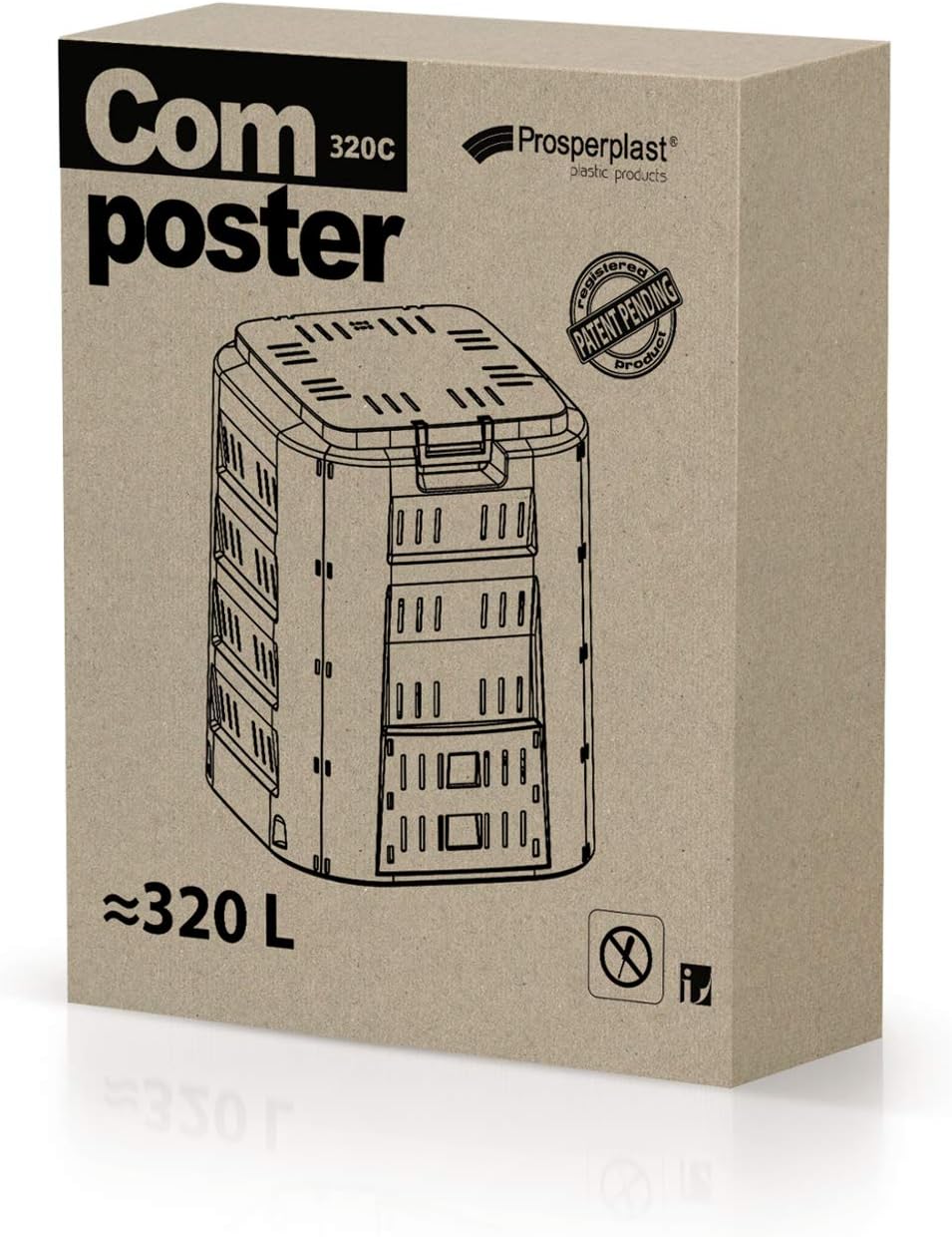 Komponist 320 l Prosperplast Compoteen -Kunststoff in Schwarz, 80 (hoch) x 70 (Breite) x 70 (tief) c