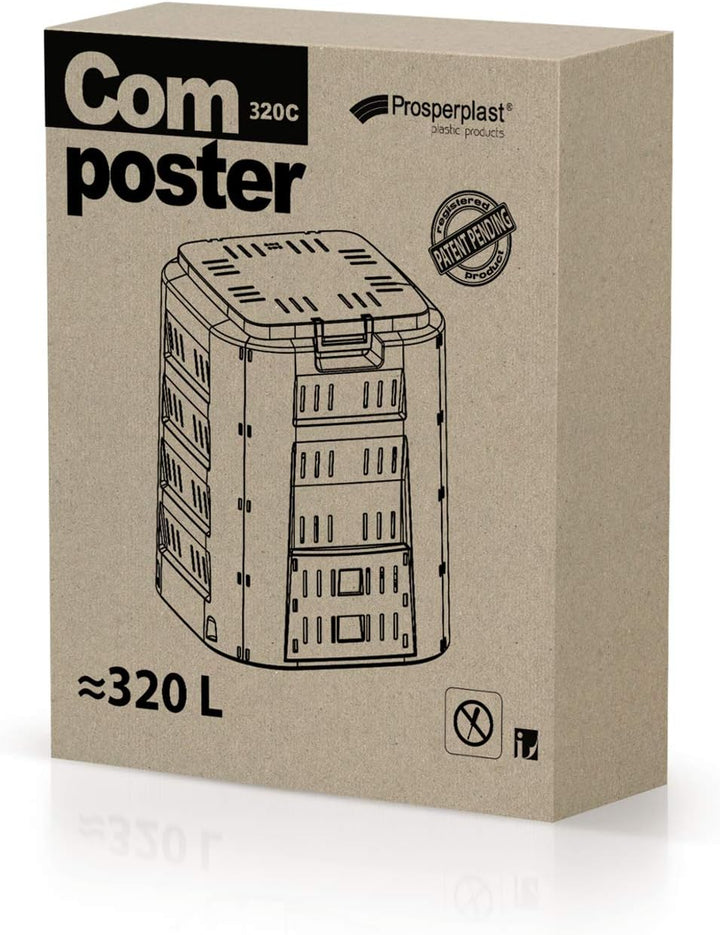 Komponist 320 l Prosperplast Compoteen -Kunststoff in Schwarz, 80 (hoch) x 70 (Breite) x 70 (tief) c