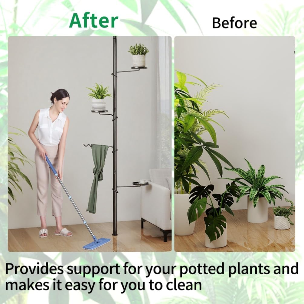 BAOYOUNI 4 Ebenen Teleskop Blumenregal, Pflanzenständer Indoor aus Kohlenstoffstahl, Höhenverstellba