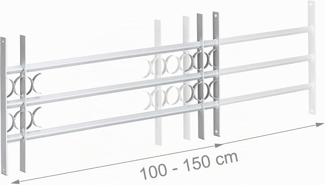 Relaxdays Fenstergitter Einbruchschutz, Ausziehbar, Aussen, Verzinkt, Stahl, 450 x 1000-1500 mm, Sic