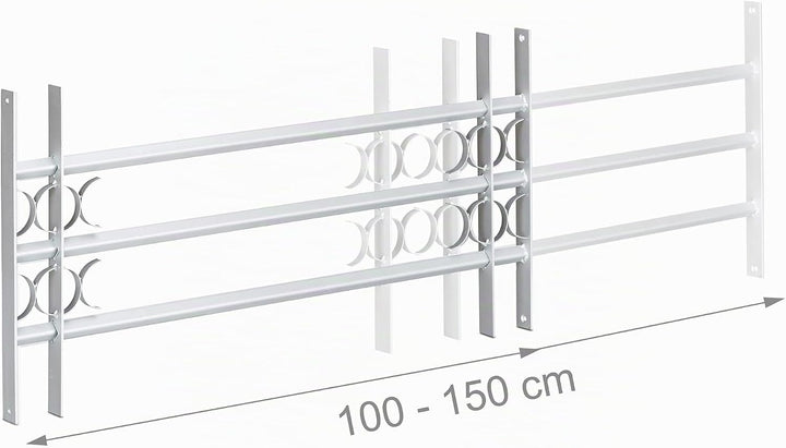 Relaxdays Fenstergitter Einbruchschutz, Ausziehbar, Aussen, Verzinkt, Stahl, 450 x 1000-1500 mm, Sic