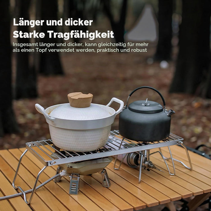 Klappbarer Campingrost aus Edelstahl mit Einstellbarer Höhe, Dickere Lagerfeuer-Grillroste, Abtropfe